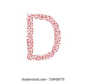 Letter D Made Of Red Hearts