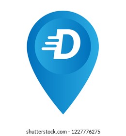 letter D and map pin. logo concept. Designed for your web site design, logo, app, UI