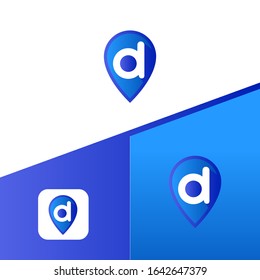 Letter D With Map Pointer icon or logo design template elements