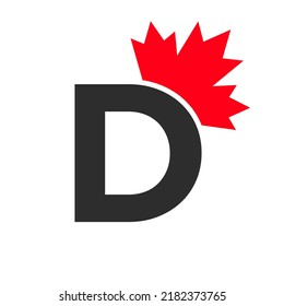 Letter D Maple Leaf Logo Template Symbol of Canada. Minimal Canadian Business, Company Logo