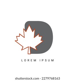 Letter D Maple Leaf Logo Template Symbol of Canada. Minimal Canadian Logo Business and Company Identity
