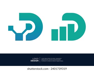 Letter D marketing, finance, investment and business logo design.