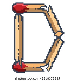 Letter D matchstick font design illustration