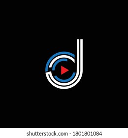 Logotipo creativo moderno para juegos de medios Carta D