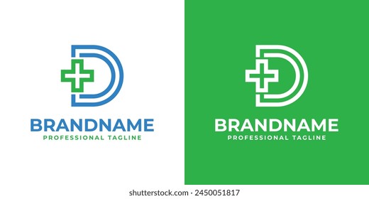 Letter D Medical Cross Modern Logo, suitable for business related to Medical Cross or Pharmacy with D initial