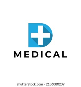 letter D medical health plus logo design