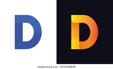 Letter D Minimal Business Logo With 3D Rounded Shadow | Gradient D Letter Typography Symbol