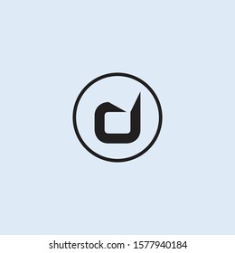 Letter D Minimalist Logo With Circle. Letter D Circle Logo.