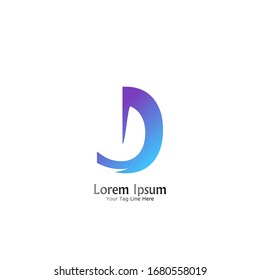 "letra D". Diseño minimalista, sencillo, digital y moderno de logotipos.