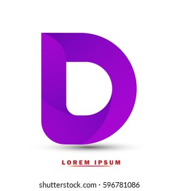 Letter D. Modern concept. elegant typographic .Twisted gradient purple