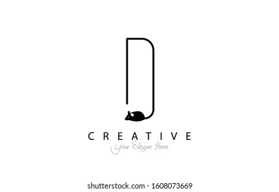 Letter D Modern Design Logo Concept. Creative Icon Logo with mouse shape Vector Illustration.