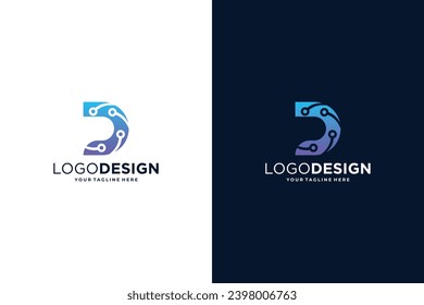 Letter D modern digital dot connection logo design inspiration