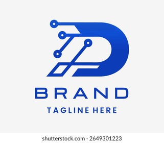 Letter D Modern Digital Technology Logo Design