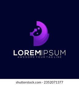 Letter D modern gradient technology logo design