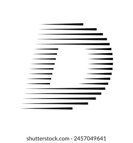 Letter D Modern Logo with Geometric Horizontal Speed Line Pattern