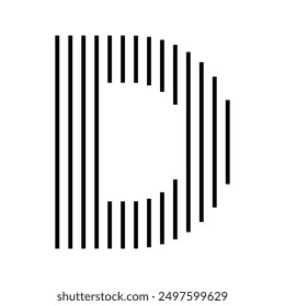 Letra D Inicial Monograma Icono de logotipo Líneas de rayas de Vertical geométricas