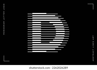 Letter D Modern Logo with Horizontal Line Pattern