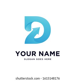 Letter D in modern style logo