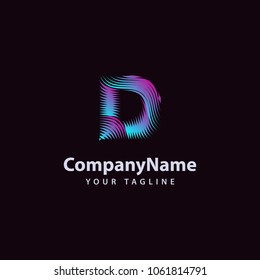 Letter D modern Wave line Logo design template.