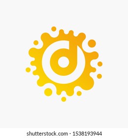 Letter D with molecule Logo design. Lab Logo Design Element , Design Vector with Dots. - VECTOR