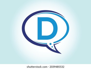 Letter D monogram letter alphabet with a bubble chat icon. Talking, chatting logo concept. Modern logo design for a consultancy business.