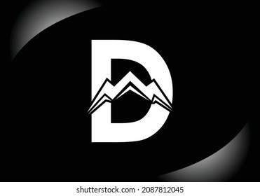 Letter D monogram alphabet with the mountain peak. Mountain Logo sign symbol. Modern vector logo design for the business, and company identity.