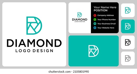 Letter D monogram Diamond Logo Design mit Visitenkartenvorlage.