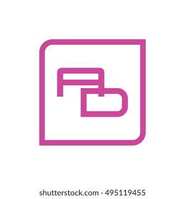 The letter A and D Monogram With Frame Square. Logo Design Template Pink