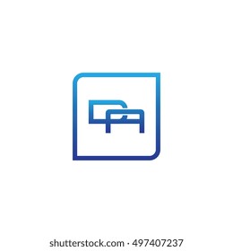 The letter D and A Monogram With Frame Square. Logo Design Template Blue