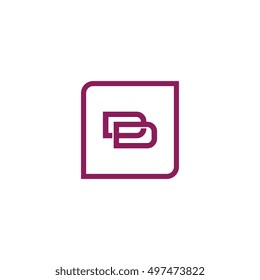 The letter D and D Monogram With Frame Square. Logo Design Template Purple