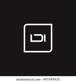 The letter D and I Monogram With Frame Square. Logo Design Template Red