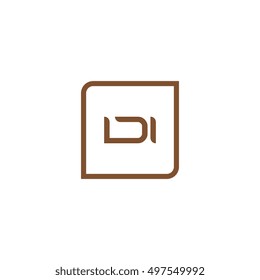 The letter D and I Monogram With Frame Square. Logo Design Template Brown