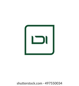 The letter D and I Monogram With Frame Square. Logo Design Template Green