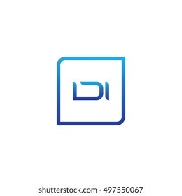 The letter D and I Monogram With Frame Square. Logo Design Template Blue