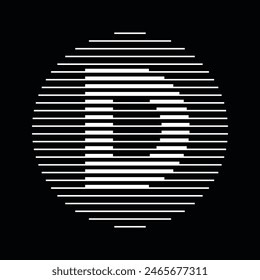 Letter D Monogram Logo Icon Round Geometric Horizontal Stripe Lines