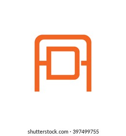 letter A and D monogram square shape logo orange