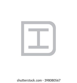letter D and I monogram square shape logo gray