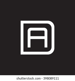 letter D and A monogram square shape logo white black background