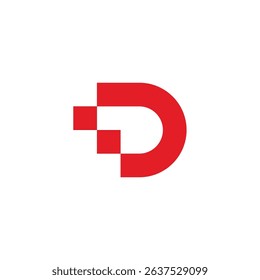 letter d motion pixels red geometric logo vector 