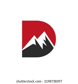 Letter D Mount Logo Vector Sign. Mountain Nature Landscape Logo Combine With Hill Icon and Template