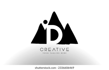 Elementos de la plantilla de diseño de iconos del logotipo de la montaña de la letra D