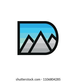 letter d mountains gradient design logo