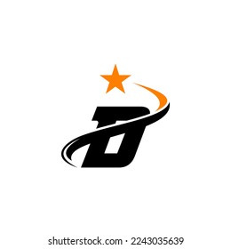 Letter D with moving star logo design.