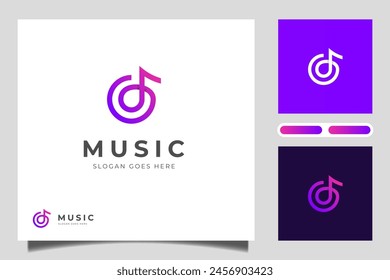 letter d music note line logo icon design with circle shape. simple song audio, melody vector signs
