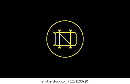 LETTER D AND N LOGO WITH CIRCLE FRAME FOR LOGO DESIGN OR ILLUSTRATION USE
