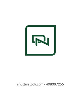The letter D and N Monogram With Frame Square. Logo Design Template Green