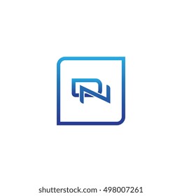 The letter D and N Monogram With Frame Square. Logo Design Template Blue