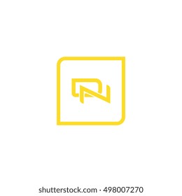 The letter D and N Monogram With Frame Square. Logo Design Template Yellow