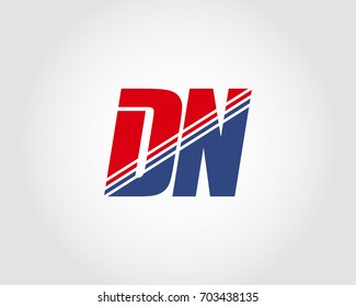 Letter D and N red and blue combination logo