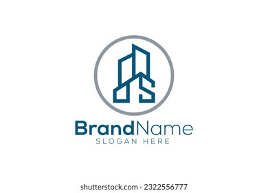 Letter D N S building logo design vector template